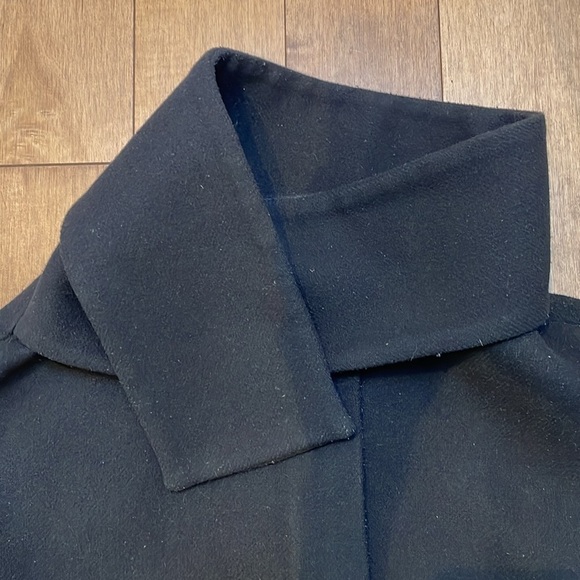 Oak + fort womens cocoon wool coat XS long zipper shawl scarf attached black - Picture 12 of 13